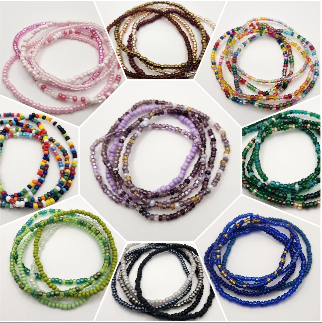 *Beaded Anklets - 5 pcs set -beaded jewelry (clearance)