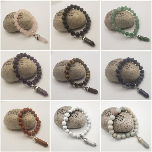 *Stone bracelet with matching stone charm -energy bracelets