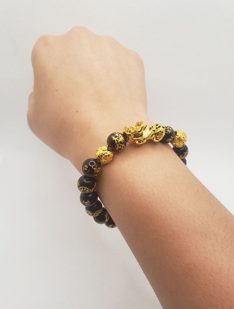 Wealth Dragon Black Agate -energy bracelets